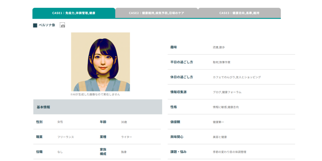 1回の分析で3種類のペルソナセットが生成